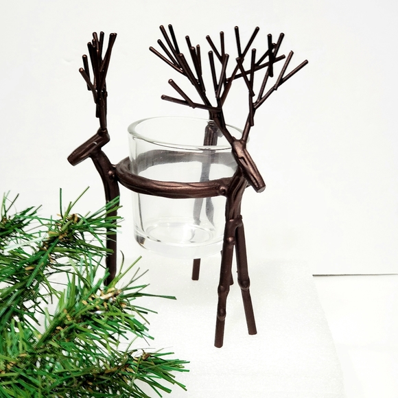 Yankee Candle Rustic Metal 3 Reindeer Buck Deer Votive Candle Holder Holiday EUC - Picture 2 of 7